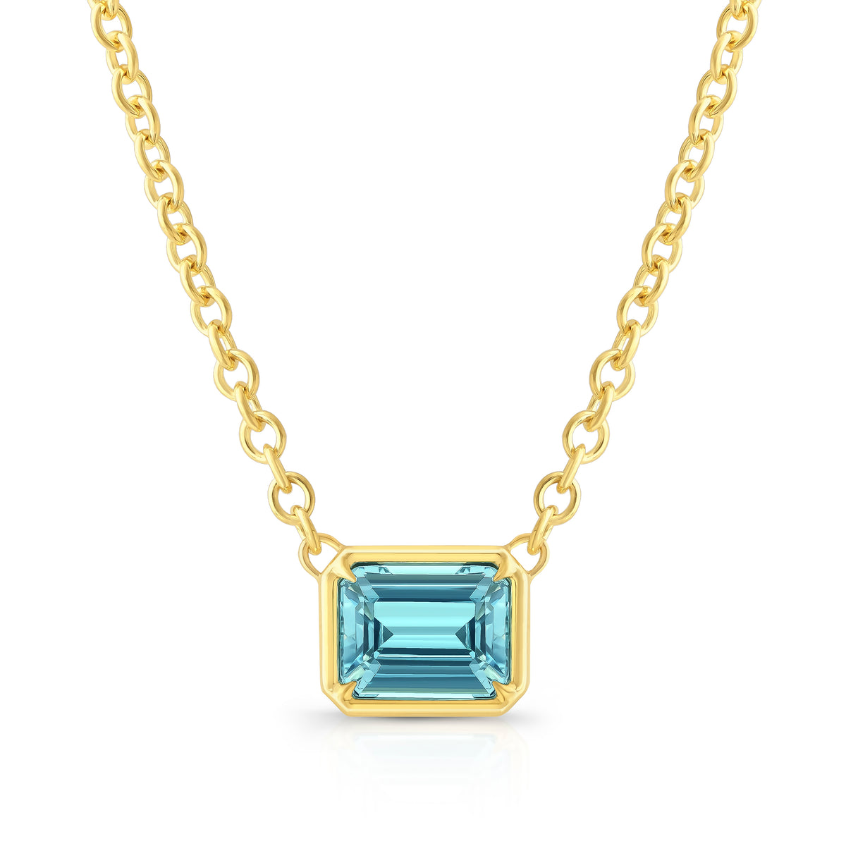 East-West Emerald Cut Aquamarine Pendant | 2.96ct