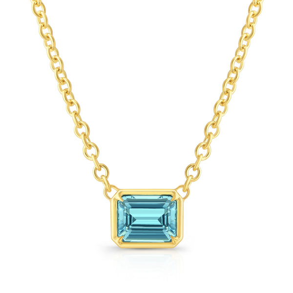 East-West Emerald Cut Aquamarine Pendant | 2.96ct
