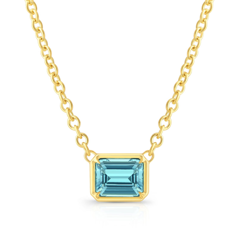 East-West Emerald Cut Aquamarine Pendant | 2.96ct