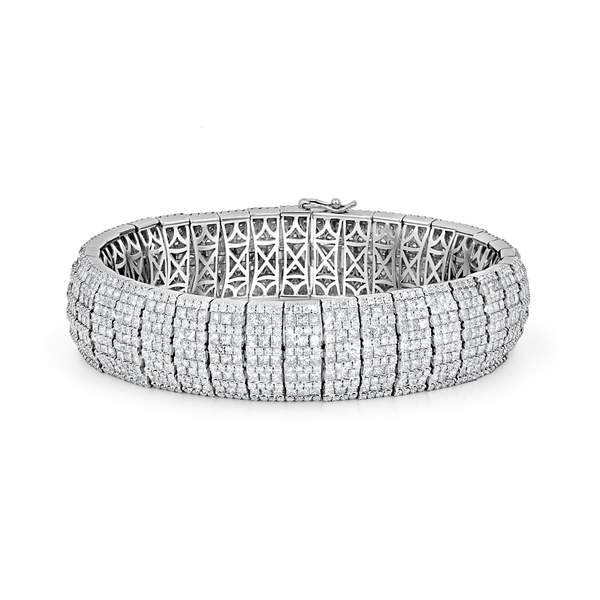 9 Row Princess & Round Cut Diamond Bracelet
