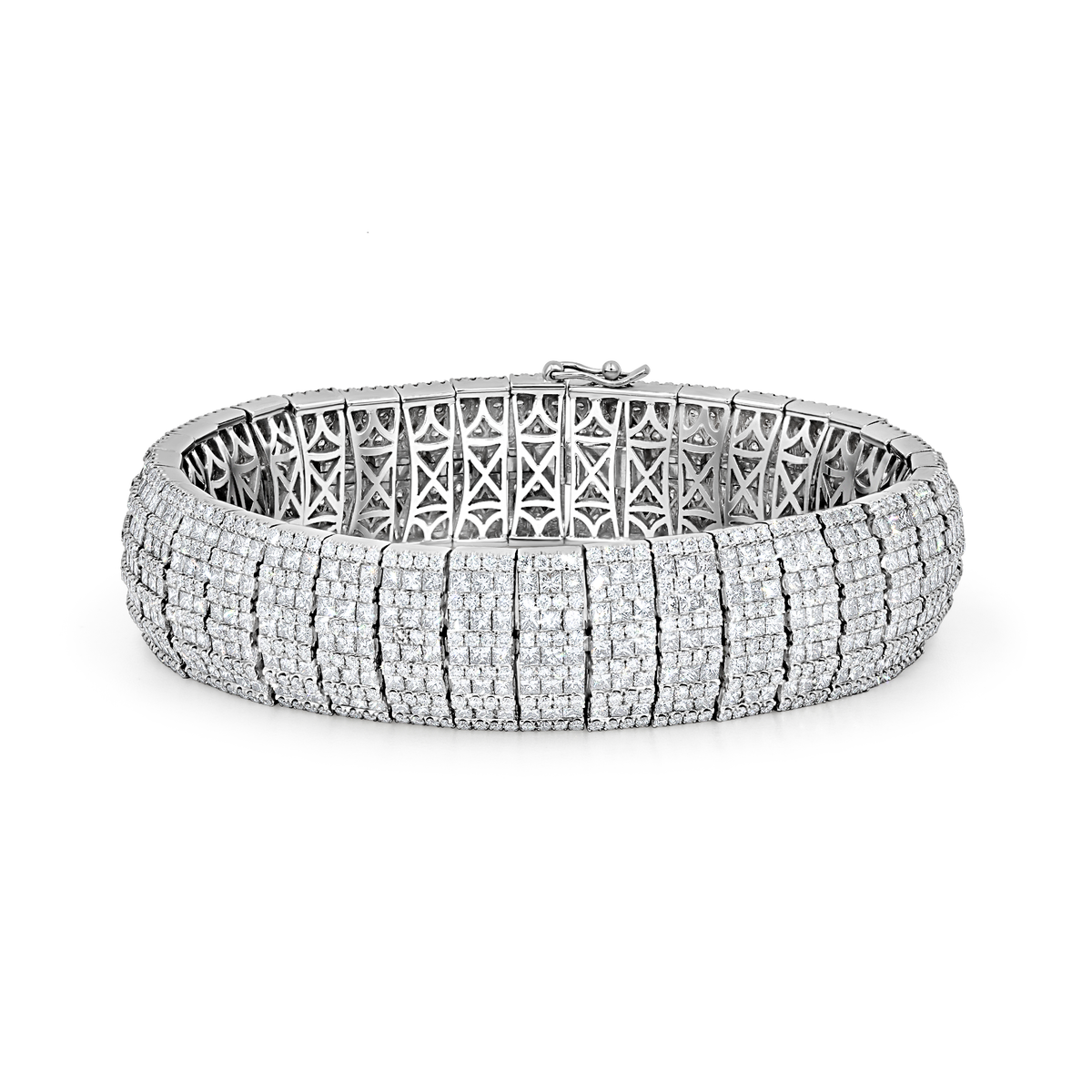 9 Row Princess & Round Cut Diamond Bracelet