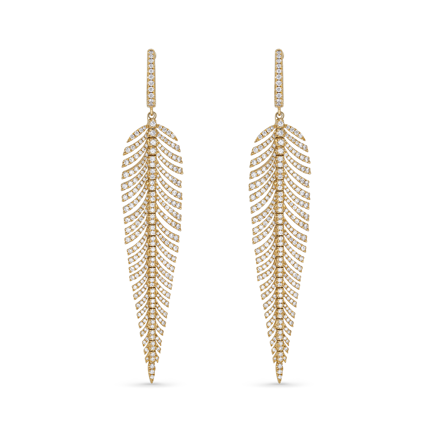 XL Diamond Feather Drop Earrings
