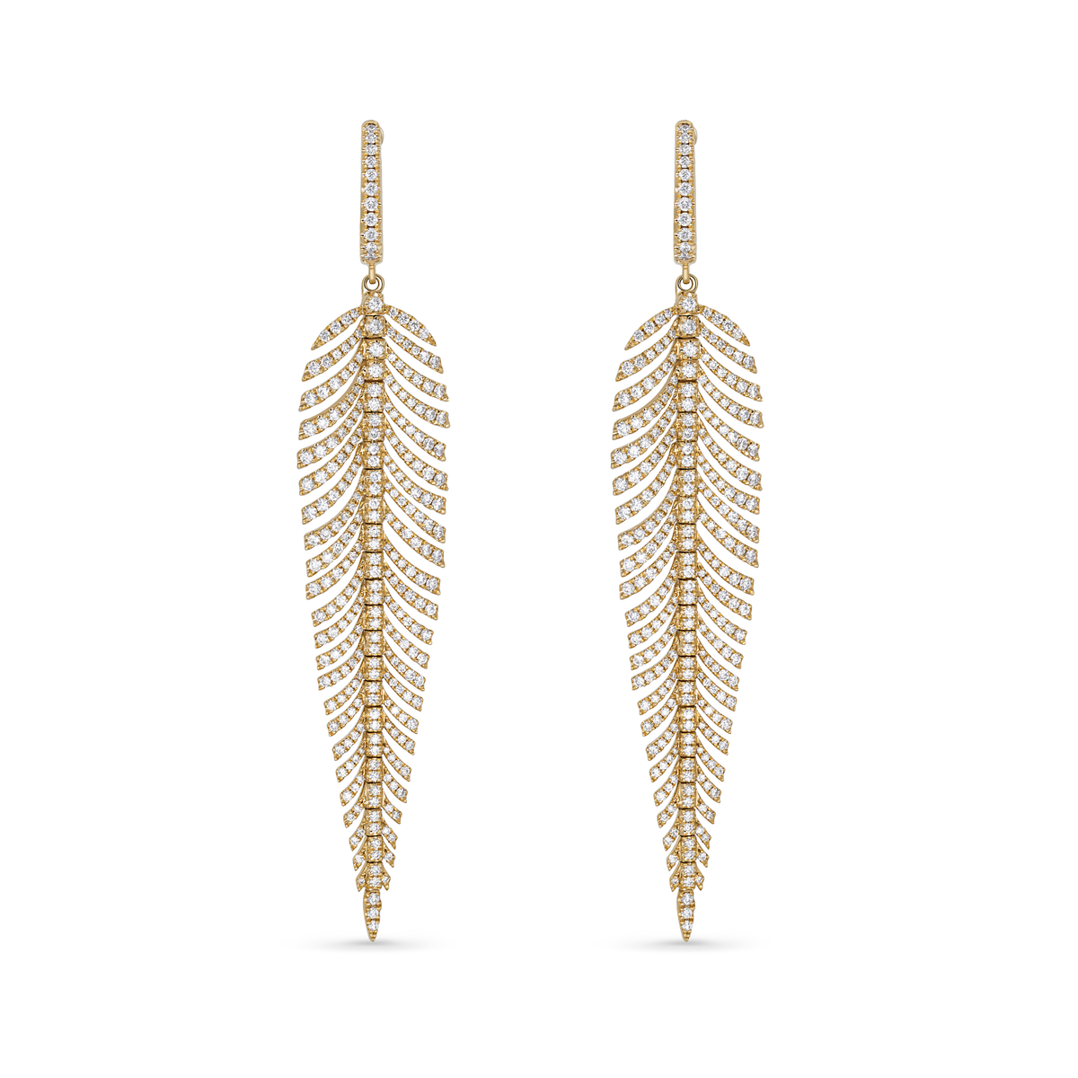 XL Diamond Feather Drop Earrings