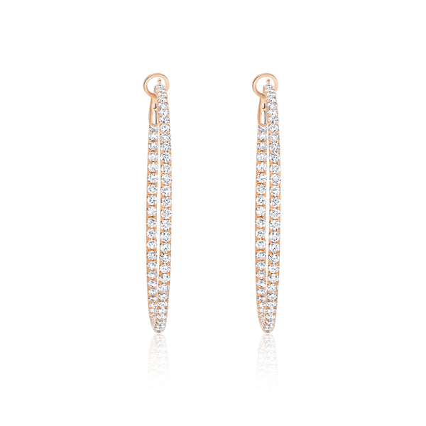 Thin Inside Outside Diamond Hoop Earrings