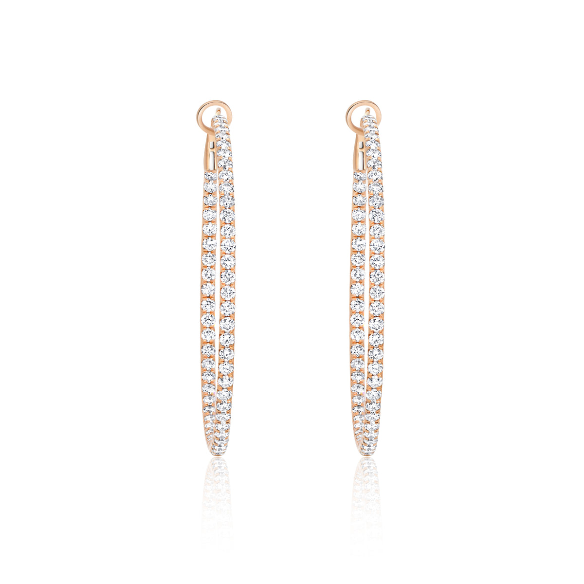 Thin Inside Outside Diamond Hoop Earrings