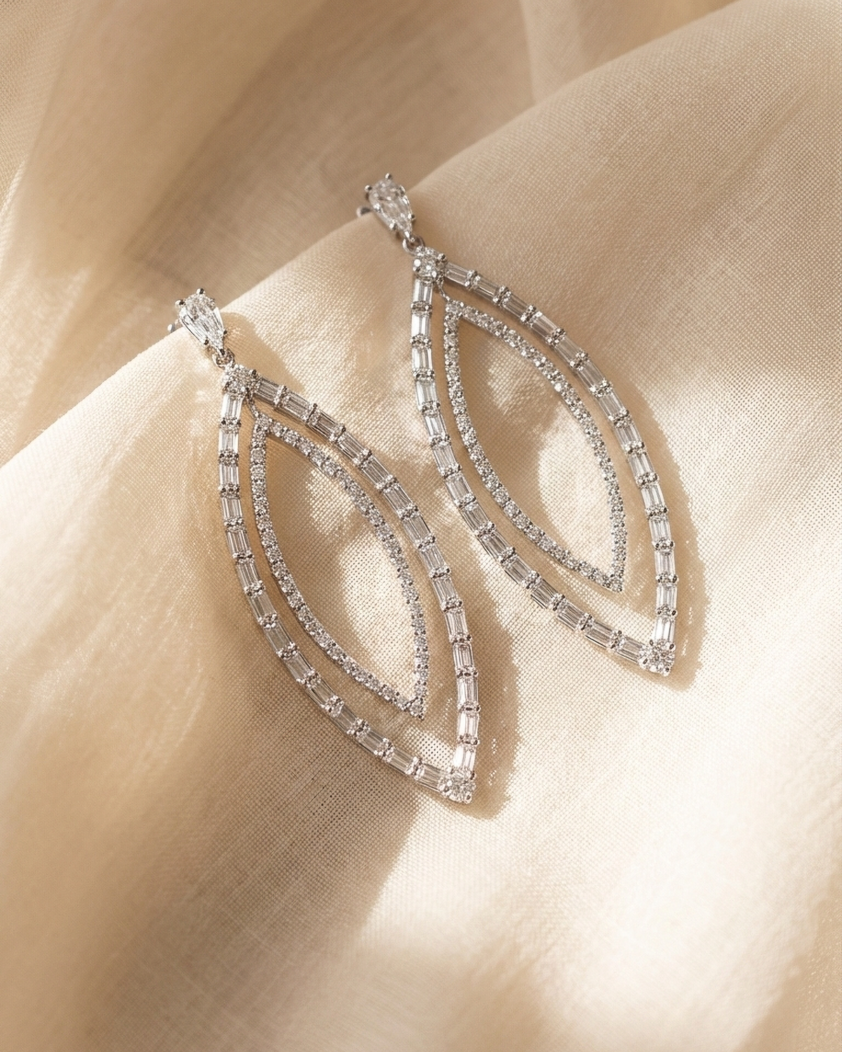 Double Marquise Shape Diamond Earrings