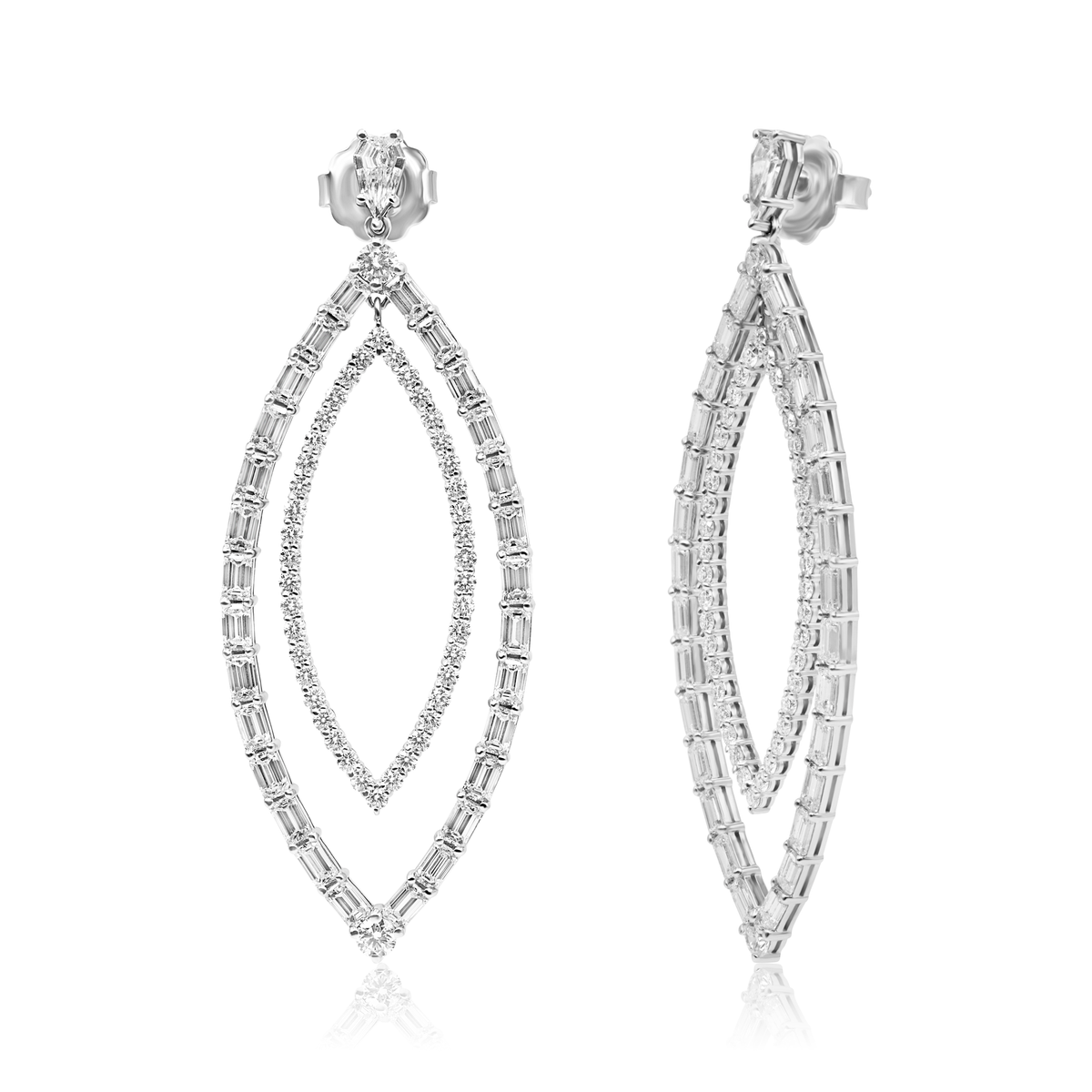 Double Marquise Shape Diamond Earrings