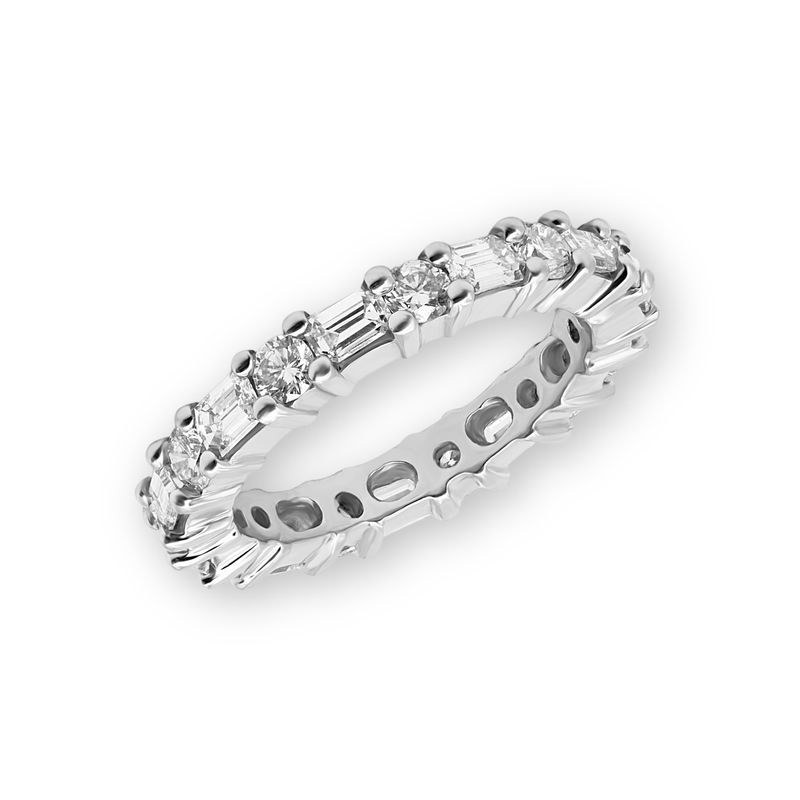 Emerald & Round Brilliant Cut Diamond Eternity Band | 2.00tw