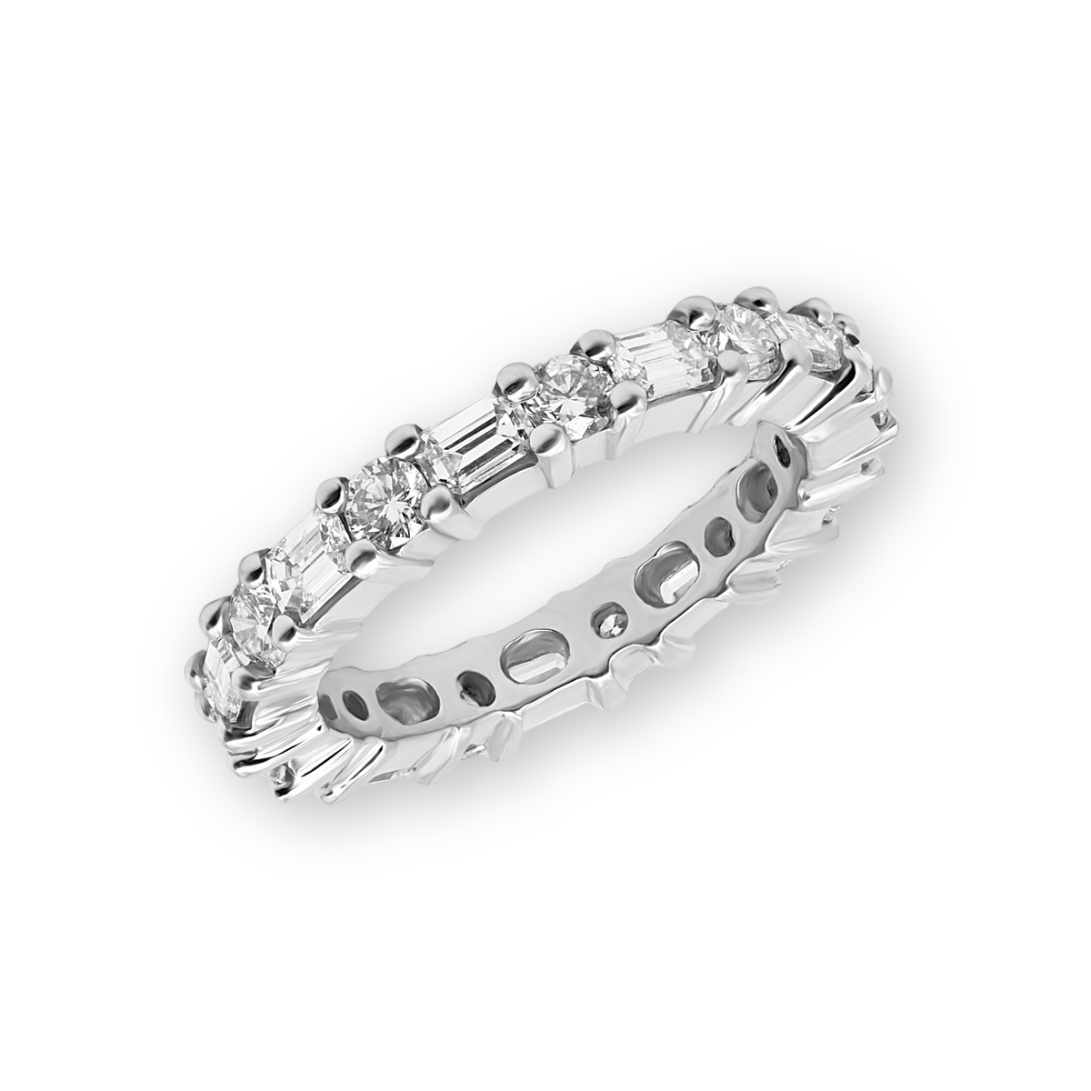 Emerald & Round Brilliant Cut Diamond Eternity Band | 2.00tw