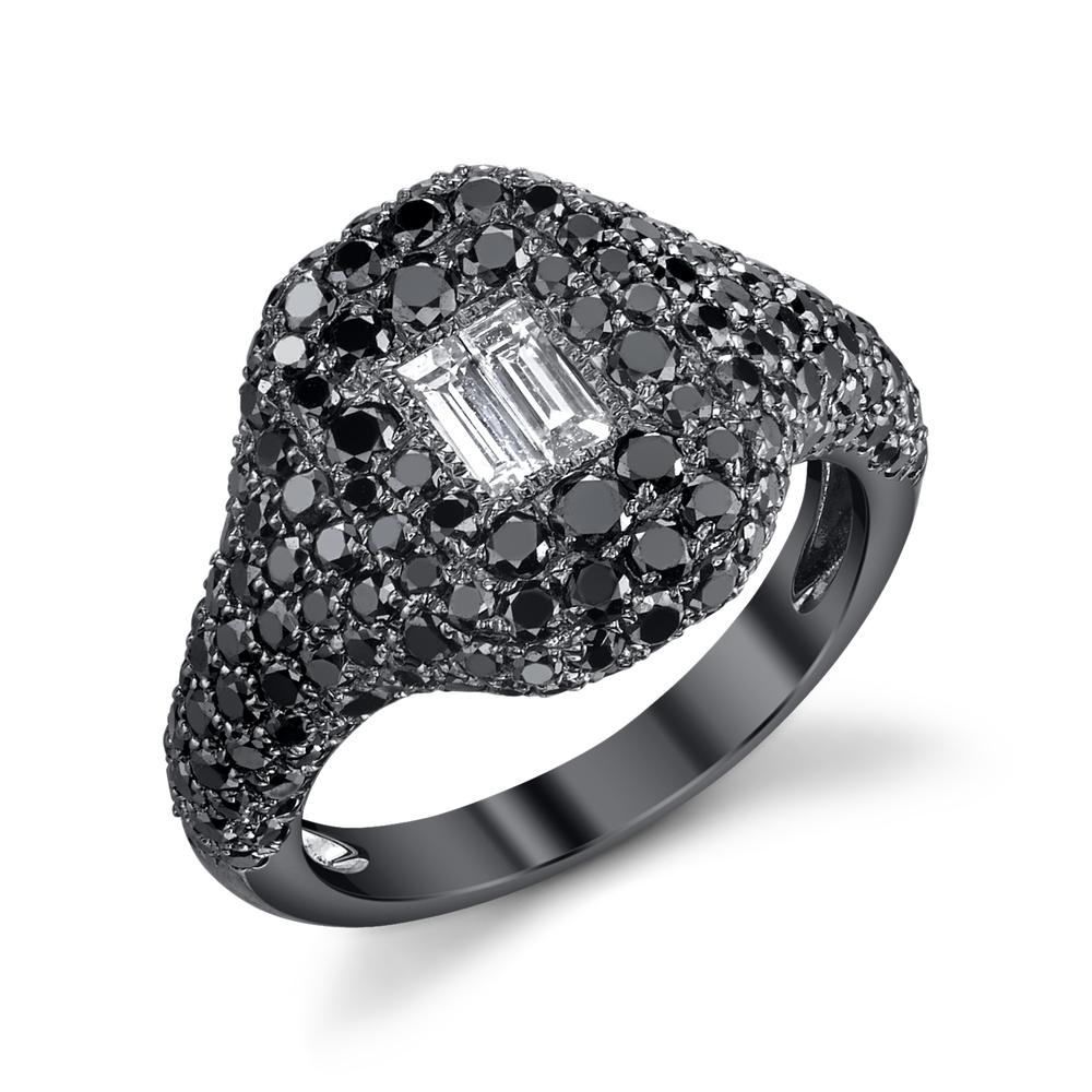 Black Rhodium Black Diamond Pinky Ring