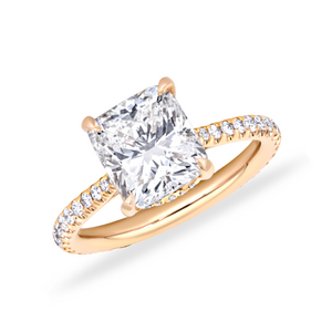 Cushion Cut Diamond Ring with Pavé-Set Band | 3.86tw