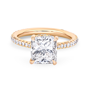 Cushion Cut Diamond Ring with Pavé-Set Band | 3.86tw