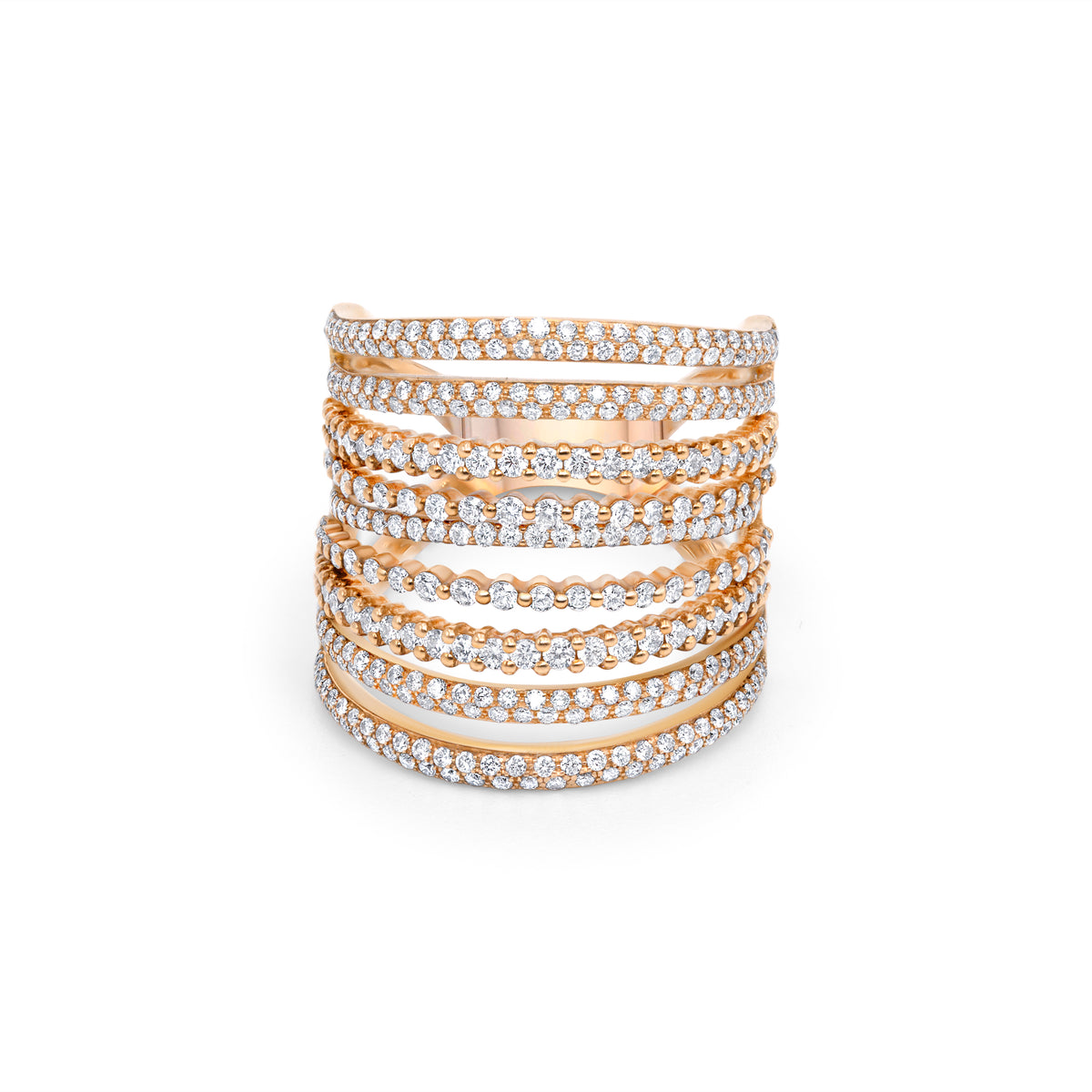 9 Row Prong Set Diamond Pavé Band