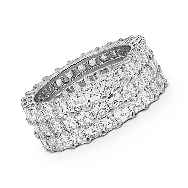 3 Row Assher Cut Eternity Band | 6.89tw