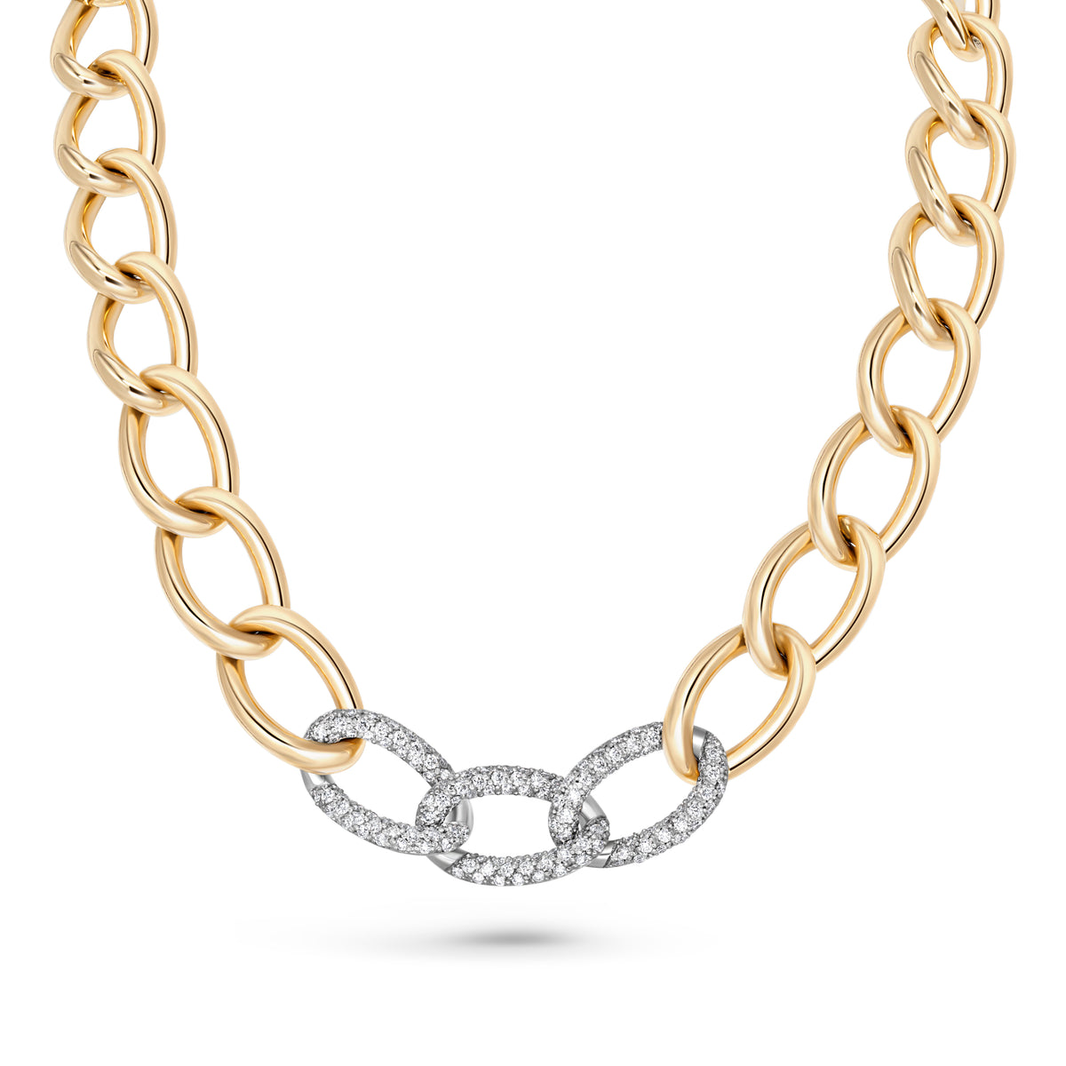 Large Link Diamond Pavé Necklace