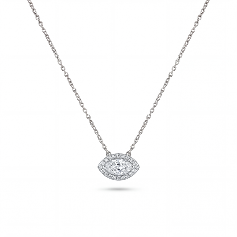 Marquise Diamond Halo Pendant | .70tw
