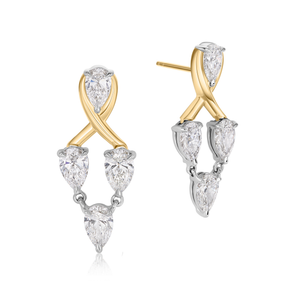 Crossover Pear Diamond Drop Earrings | 2.40tw