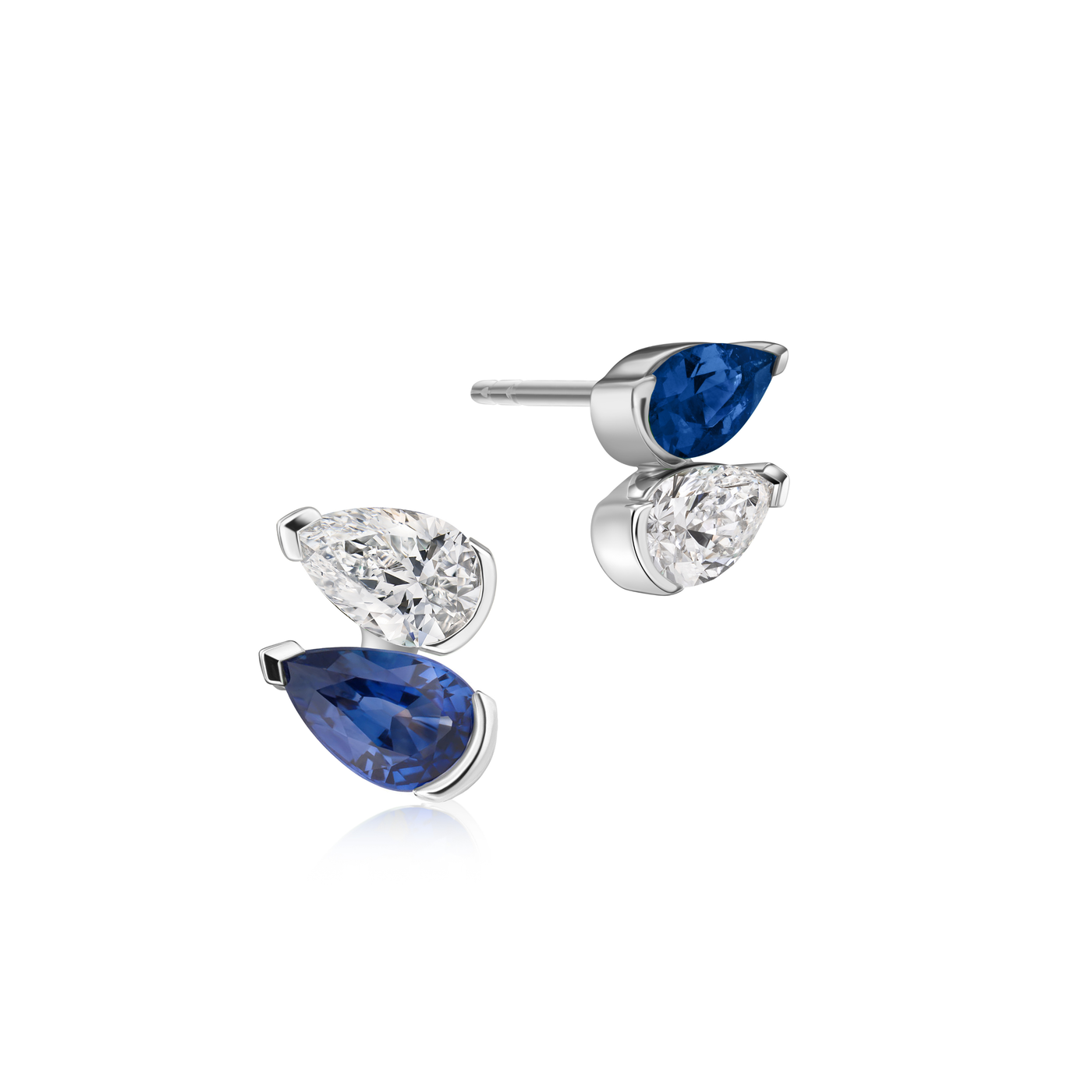 Pear Blue Sapphire and Diamond Stud Earrings | 1.17tw