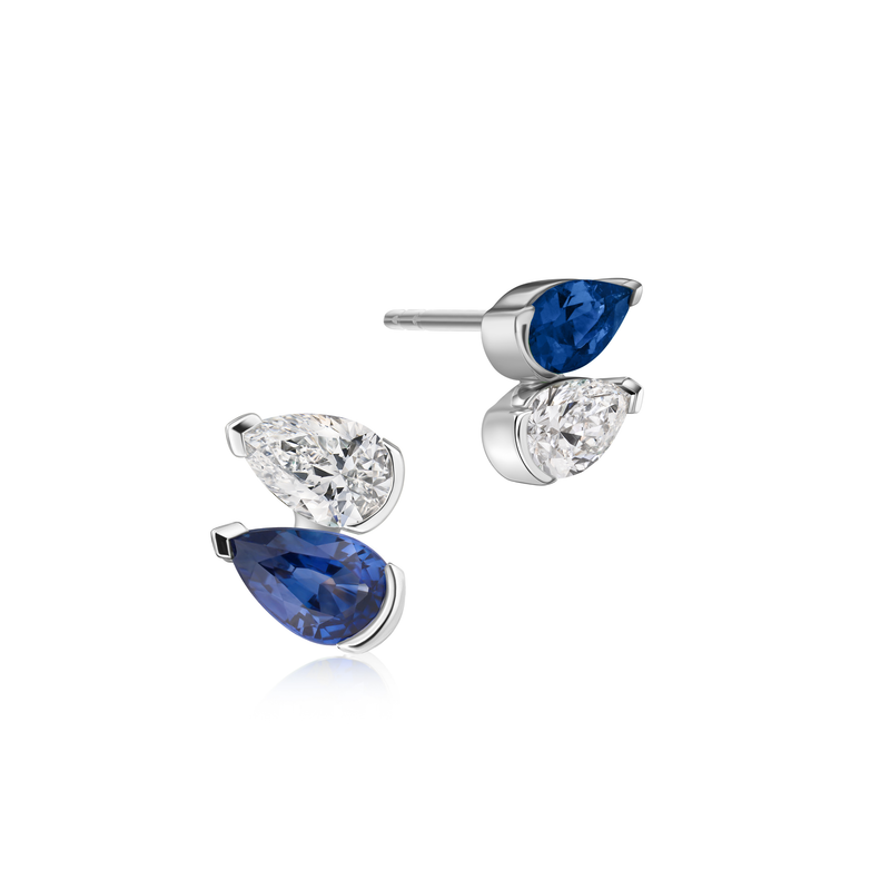 Pear Blue Sapphire and Diamond Stud Earrings | 1.17tw