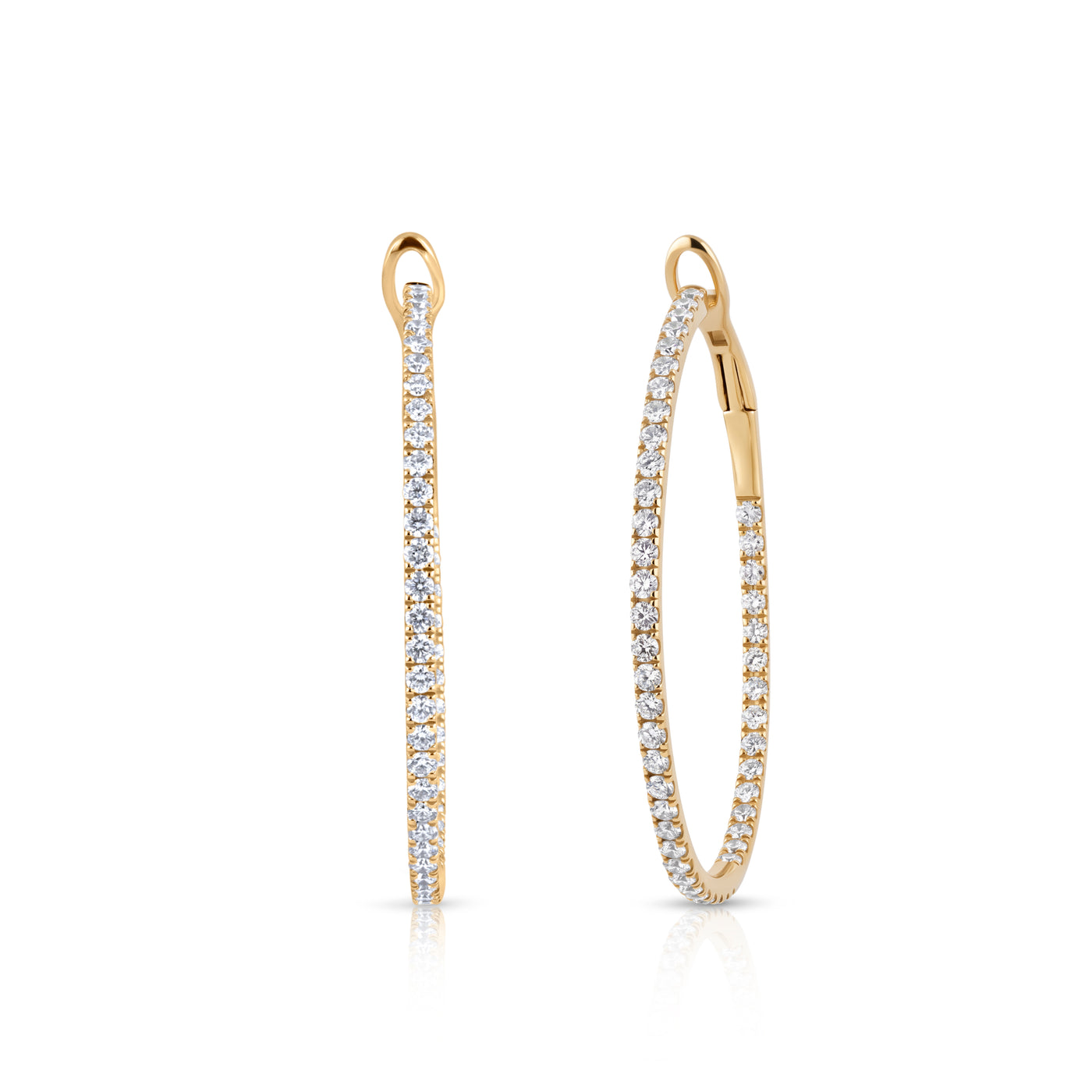 Large Inside Out Round Diamond Hoop Earrings | 1.83tw