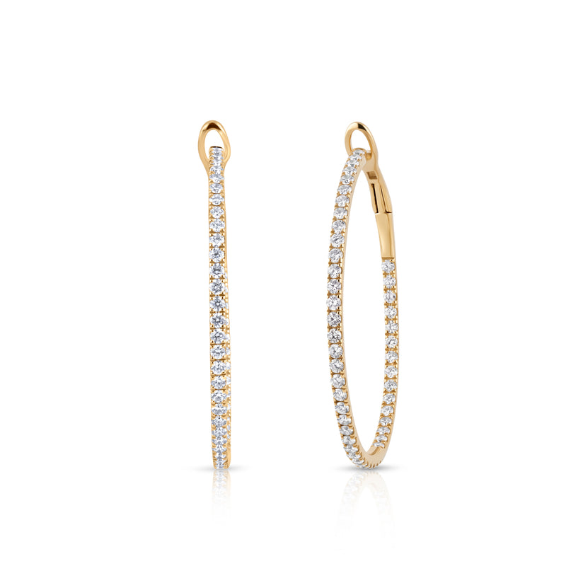Large Inside Out Round Diamond Hoop Earrings | 1.83tw