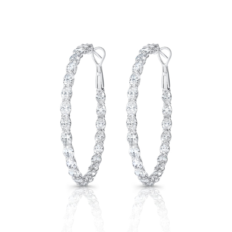 Oval Cut Diamond Hoop Earrings