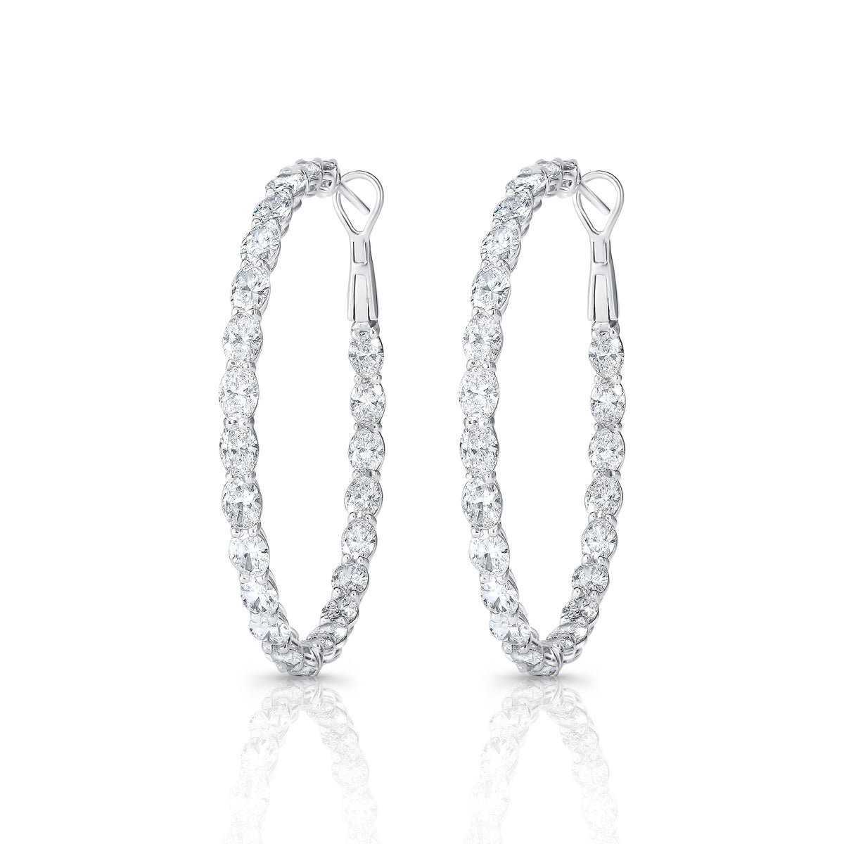 Oval Cut Diamond Hoop Earrings