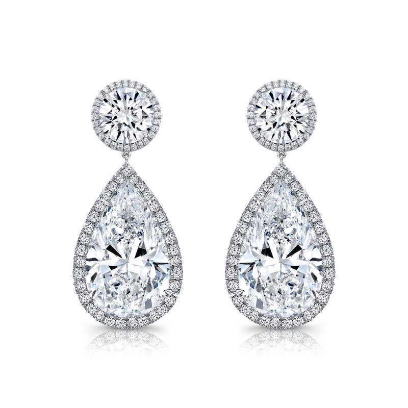 Pear Shape & Round Diamond Drop Earrings | 4.33tw