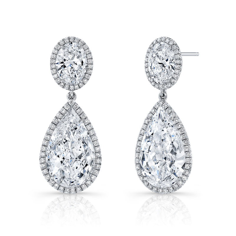 Pear & Oval Diamond Drop Earrings | 6.20tw