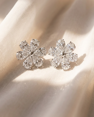 Pear Shape Diamond Flower Earrings | 2.47tw