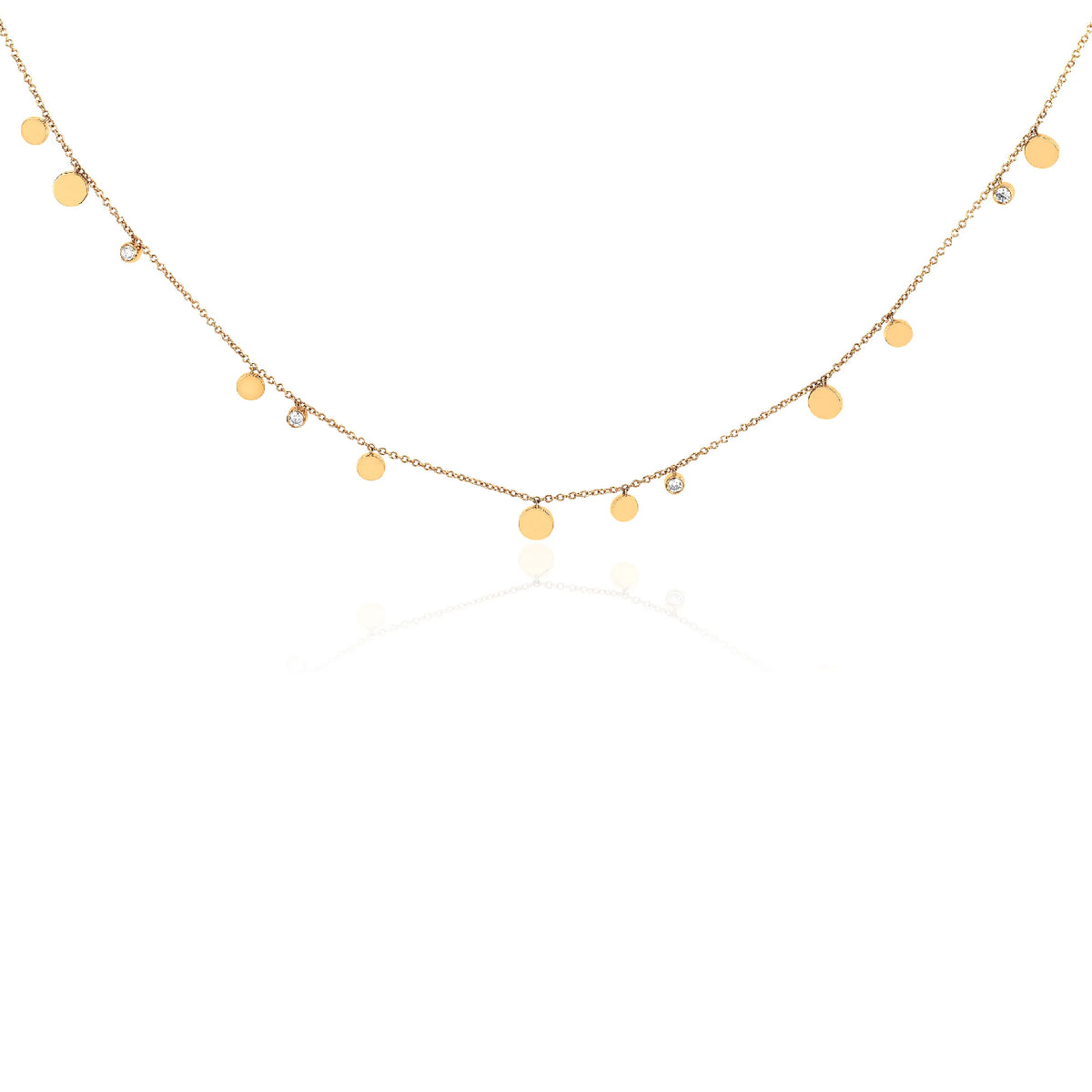 Disc Bezel Diamond Confetti Necklace