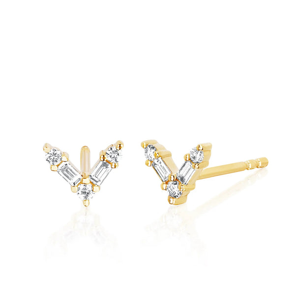 Diamond Chevron Stud Earrings | 0.10tw