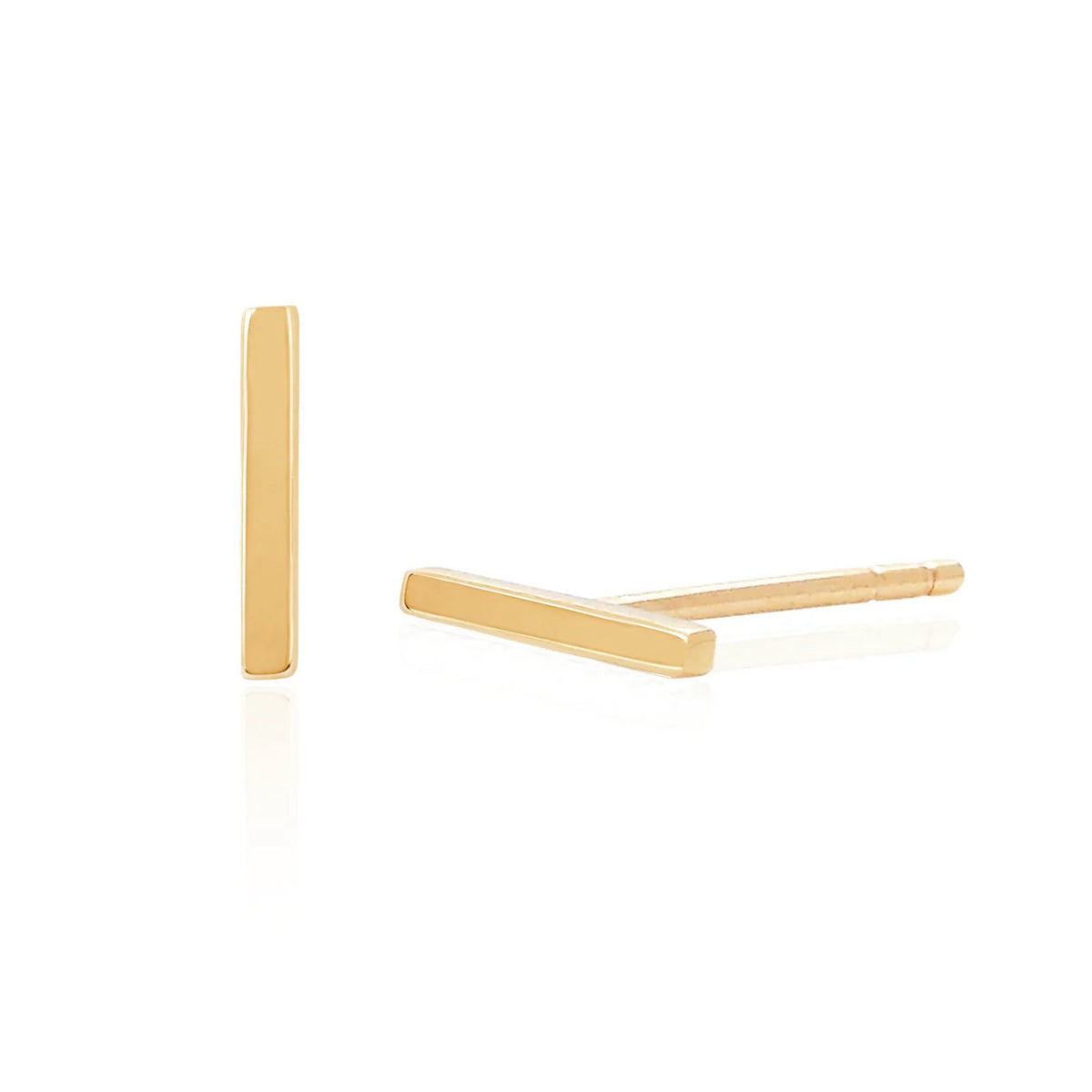 Yellow Gold Mini Bar Stud Earrings