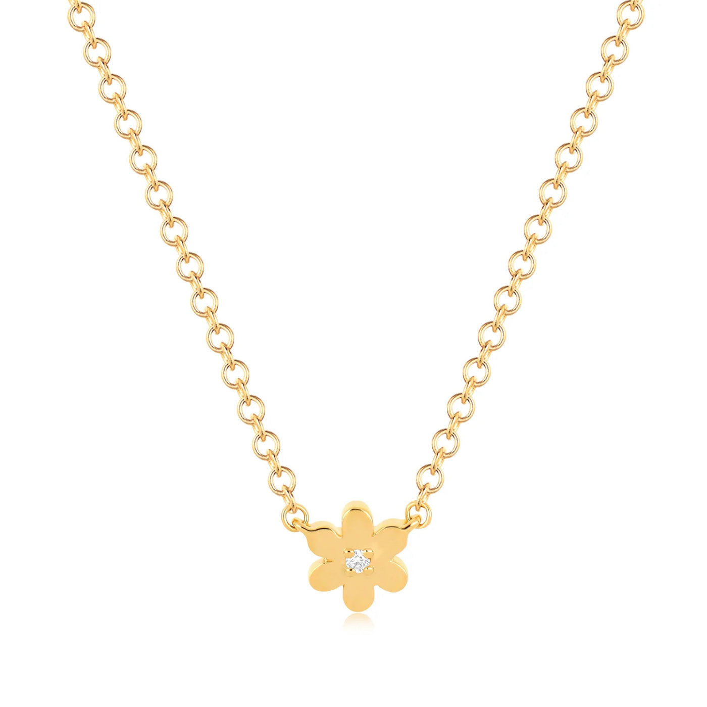 Yellow Gold Diamond Baby Daisy Necklace