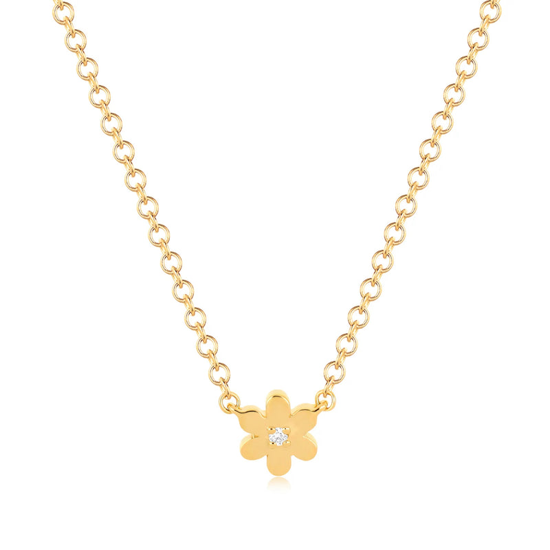 Yellow Gold Diamond Baby Daisy Necklace