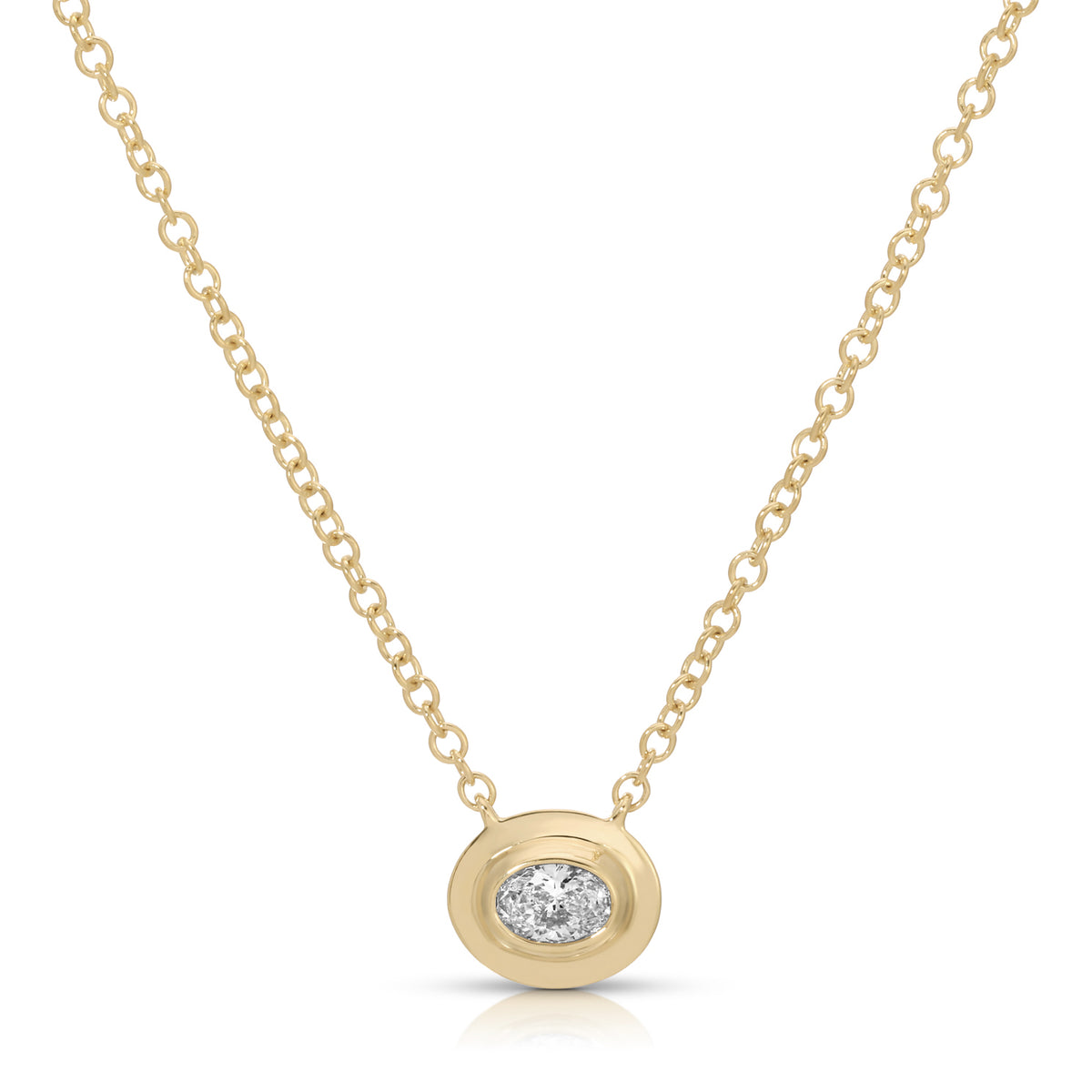 Double Bezel Set Oval Diamond Necklace