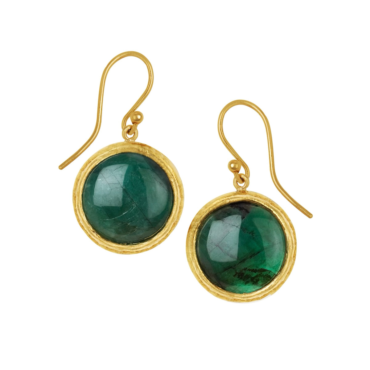 Emerald Cabochon Drop Earrings