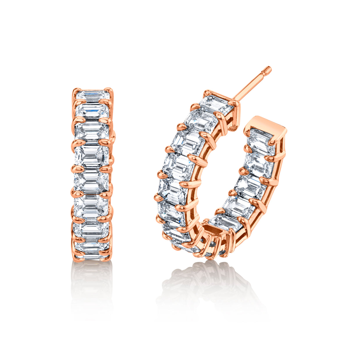 Emerald Cut Diamond Hoop Earrings | 5.57tw