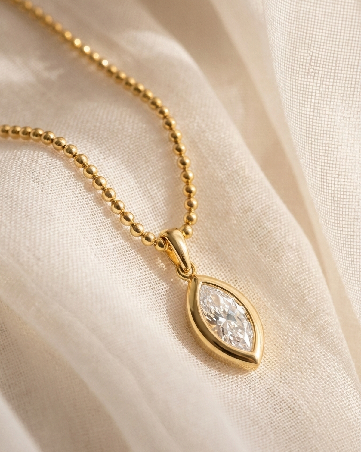 Double Bezel Marquise Diamond Pendant | 0.73ct