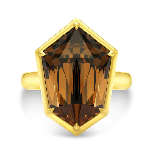 Kite Shape Fancy Dark Orange Brown Diamond Ring | 10.97ct