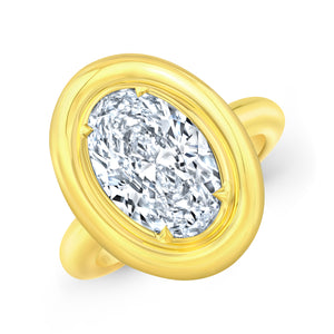 Bezel Set Oval Cut Diamond Ring | 4.01ct