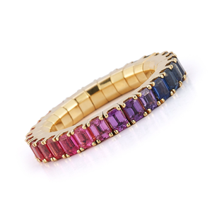 Medium Rainbow Sapphire Stretch Eternity Band