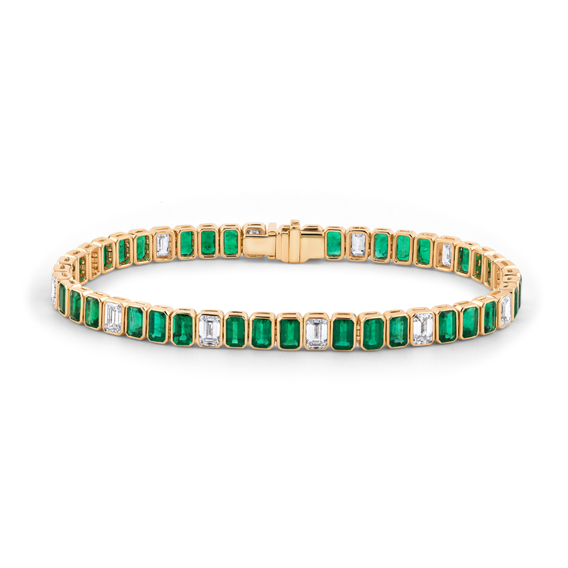Emerald Cut Emerald & Diamond Bracelet | 13.63tw
