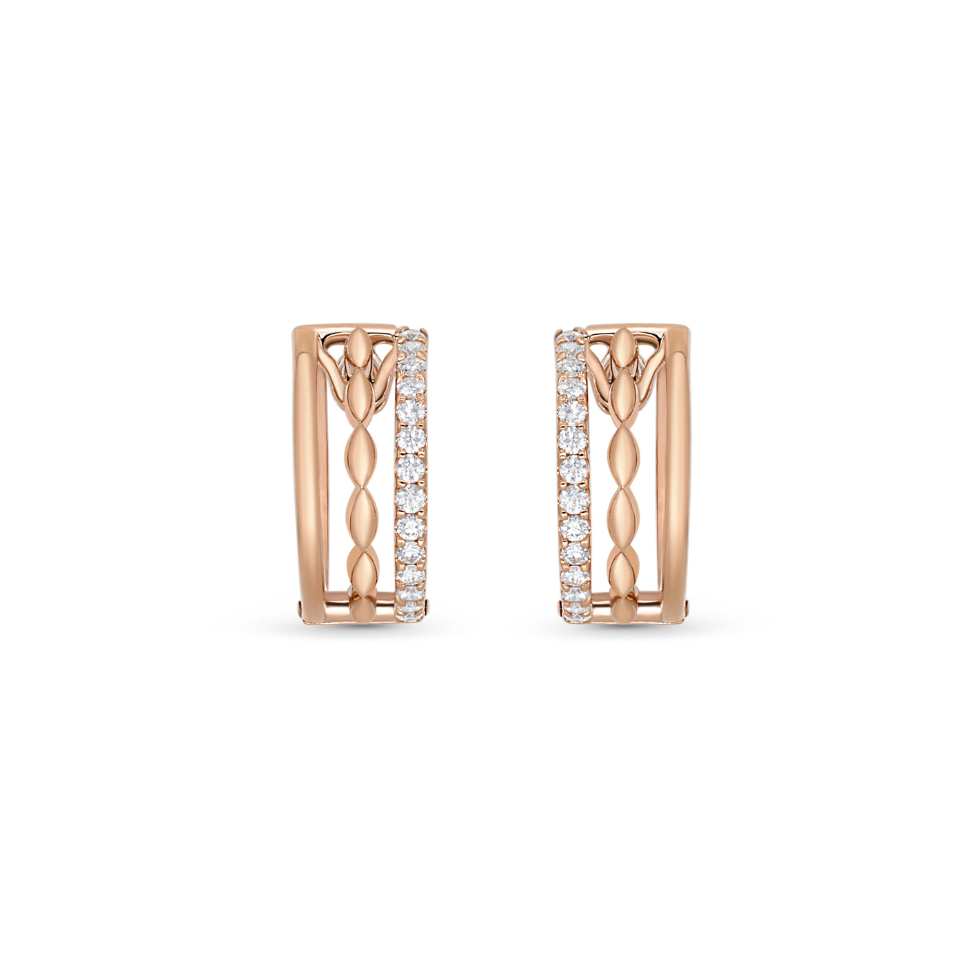 3 Row Diamond Hoop Earrings