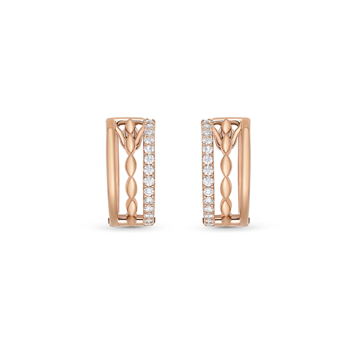 3 Row Diamond Hoop Earrings