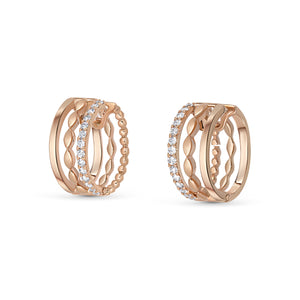 3 Row Diamond Hoop Earrings