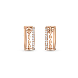 3 Row Diamond Hoop Earrings