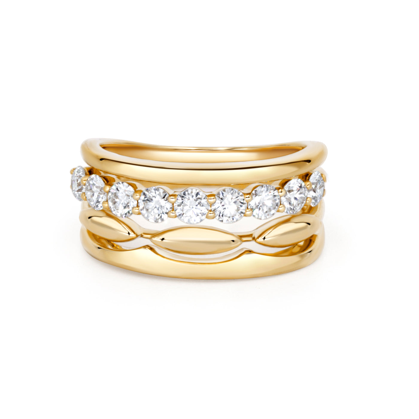 3 Row Scallop Diamond Ring