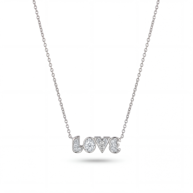 Diamond Shape Letter "Love" Necklace