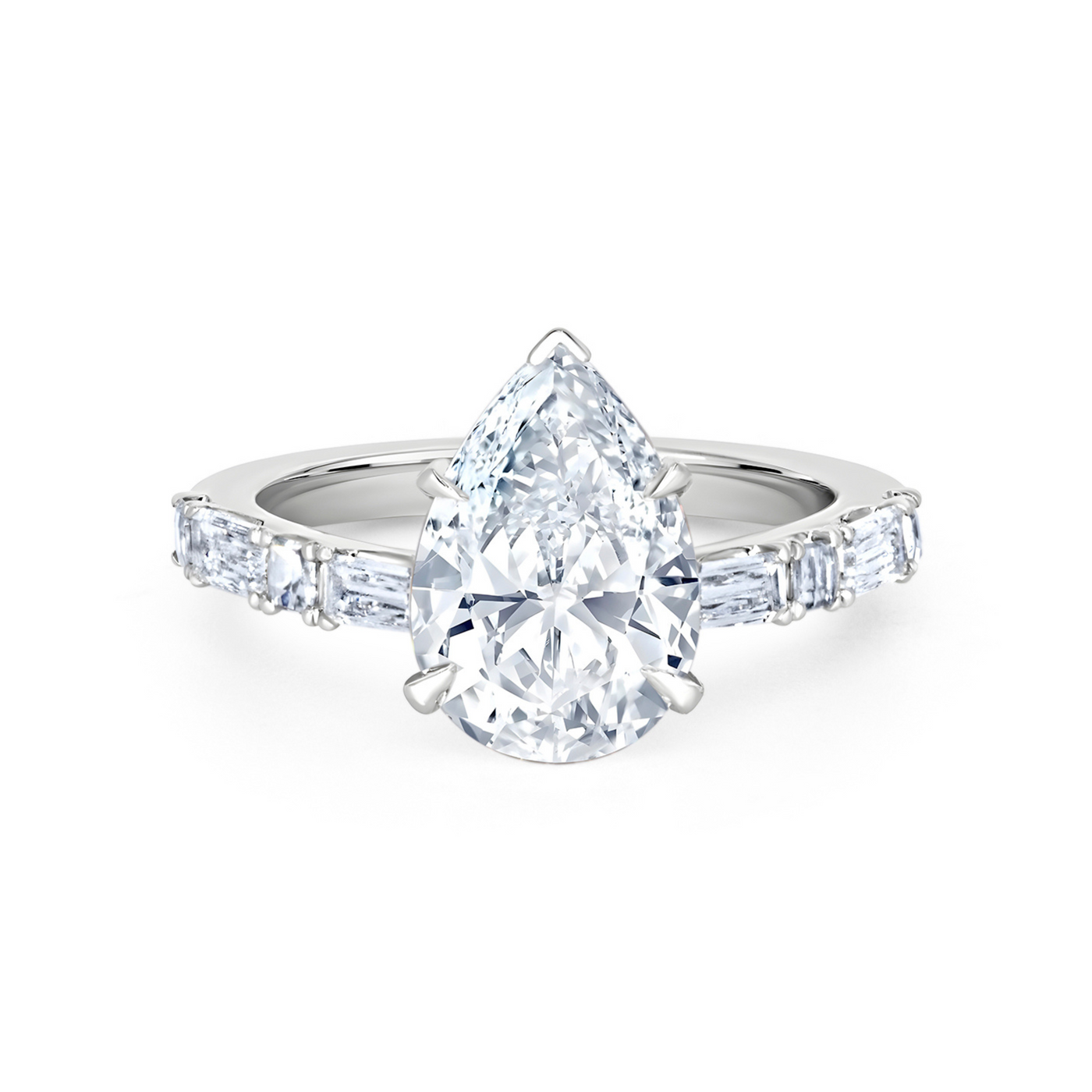 Pear Shape Diamond Ring with Alara and Blaze Cut Band | 3.70tw